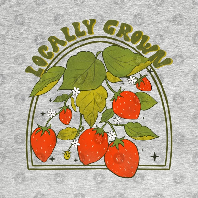 Retro Strawberry garden 70s 80s Vintage Blooms by Guncha Kumar